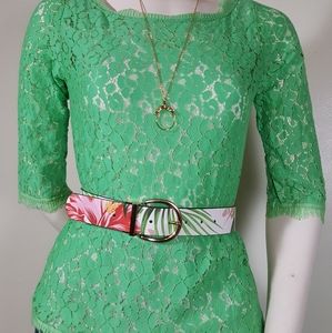 Weston wear anthropologie green lace top size s